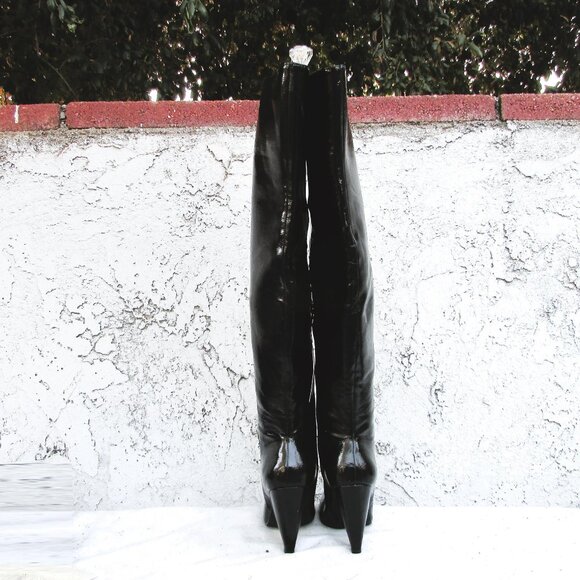 Forever 21 black faux patent thigh high boots 7 - Picture 5 of 9